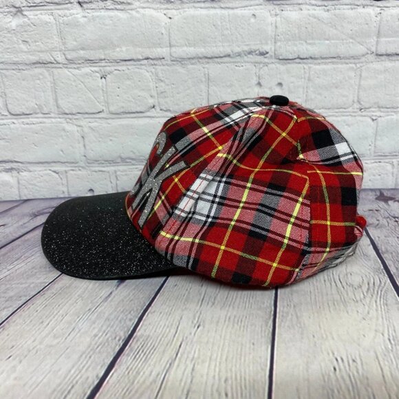 Justice Girls Baseball Hat Plaid Tartan Cap ROCK Glittered Glitters Adjustable - Picture 2 of 6